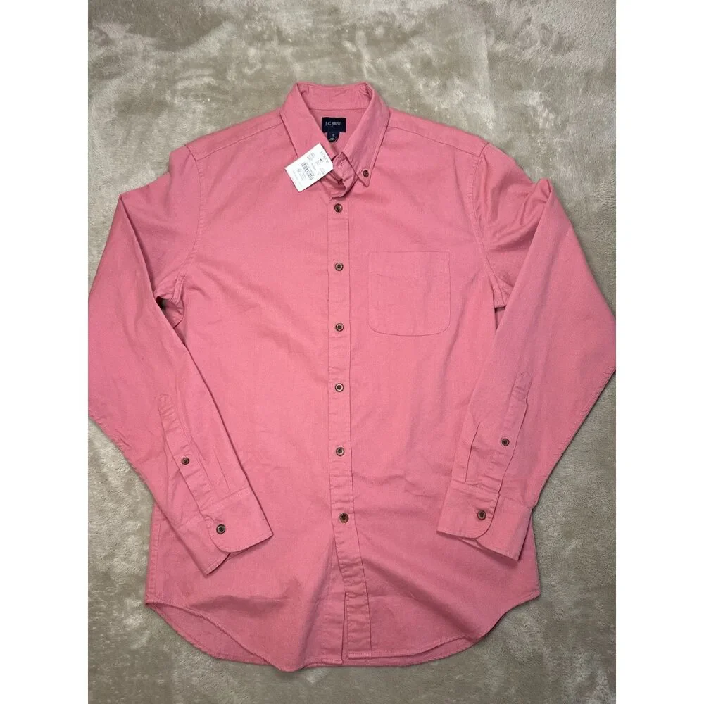 J. Crew Cotton Corduroy Long Sleeve Button-Down Pink Men's Size Small NWT